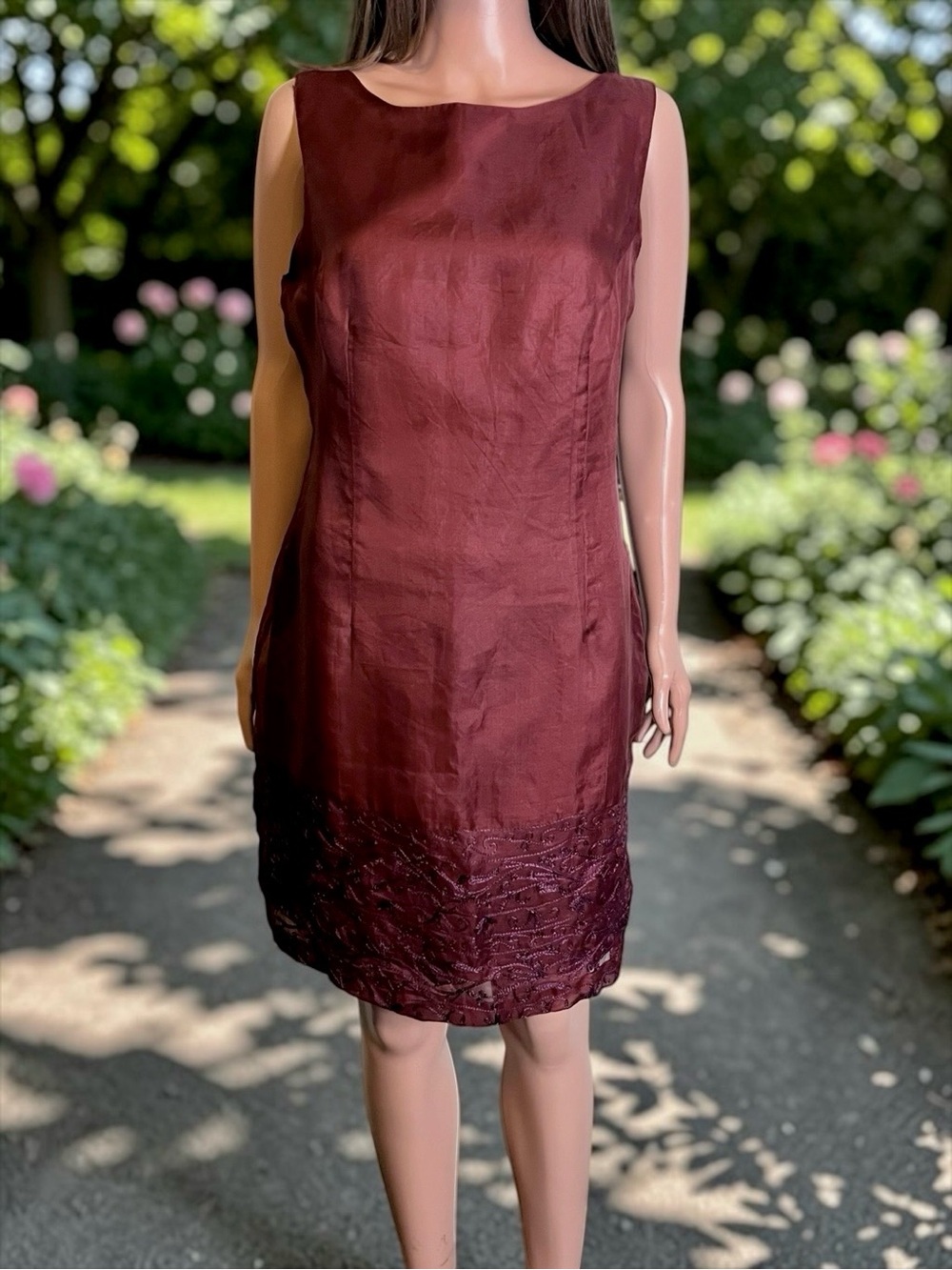 Vintage A-List by Wrapper Silk Dress NWT Burgundy Embroidered Size 13/14